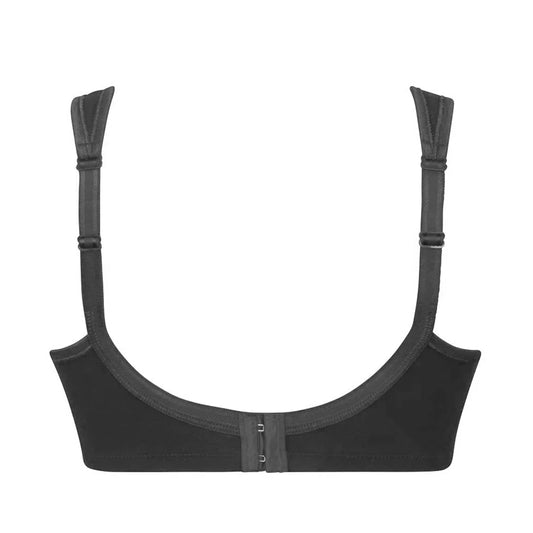 Black bra with thin straps on a white background