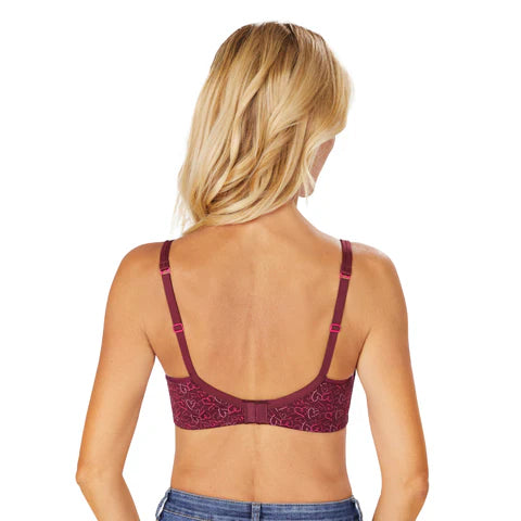 Amoena Mara Padded Wireless Pocketed Bra - Burgundy Hearts - SALE