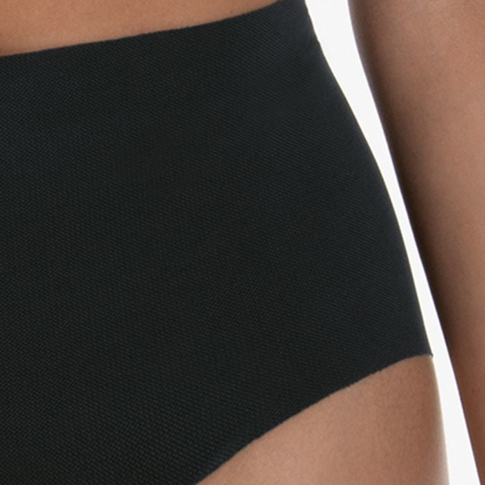 Close up of the The Anita Pocket Panty High waisted brief in black