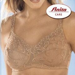 Beige bra with lace details on a plain background, featuring the Anita Care logo.
