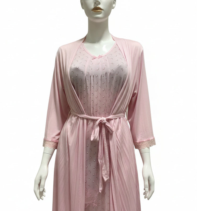 Patricia Floral Wrap and Chemise- Pink