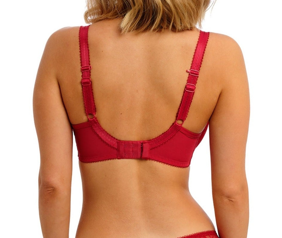 Red lingerie set on a white background