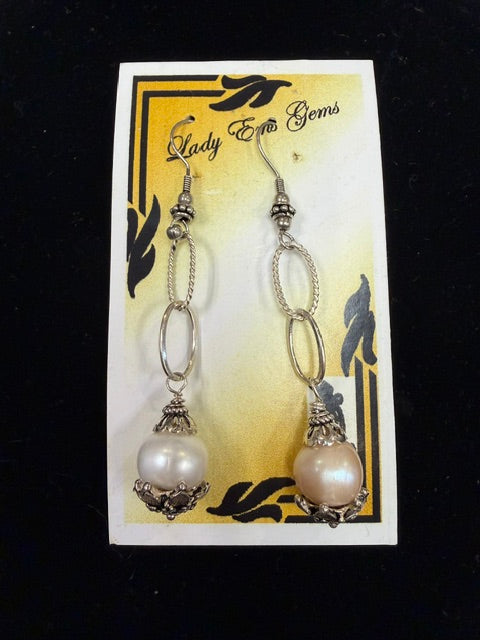 Viking knit Necklace & Earrings With Fresh Water Pearls