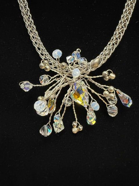 Handcrafted Viking Knit Chain With Swarovski Crystal Necklace