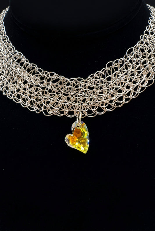 Handcrafted Viking Knit Choker With Swarovski Crystal