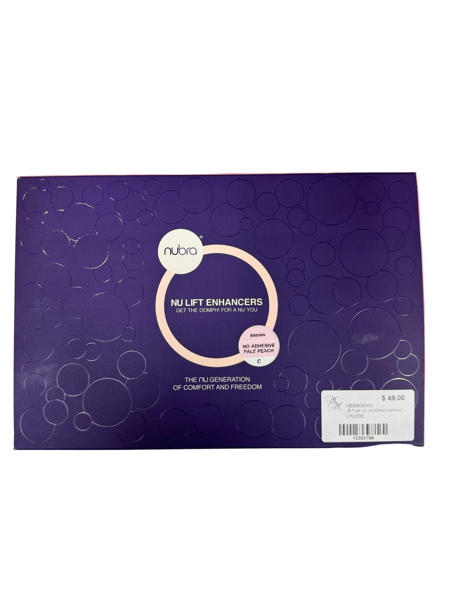 Nubra Nu Lift Enhancers packaging on a pink background