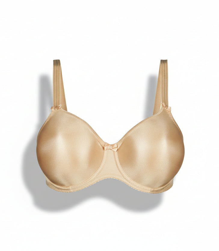 Beige bra on a white background