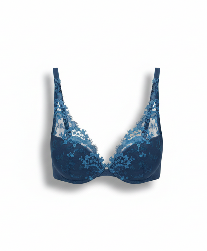 Simone Pérèle Wish Triangle Plunge Bra - Petrol Blue - Fashion