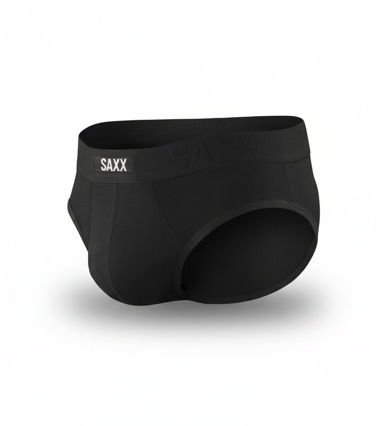 Black SAXX underwear on a white background