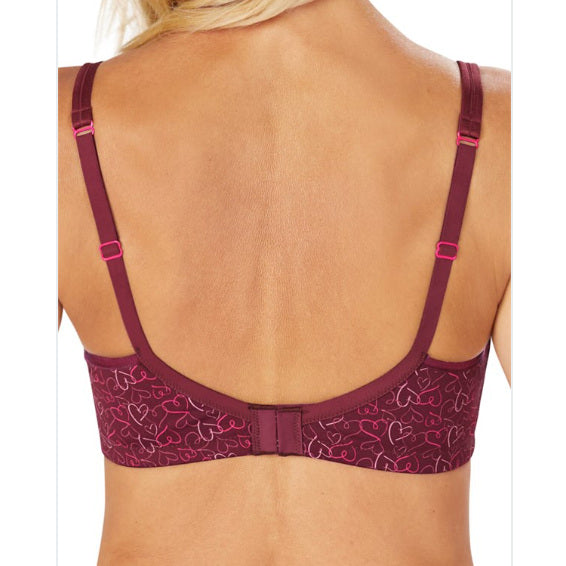 Amoena Mara Padded Wireless Pocketed Bra - Burgundy Hearts