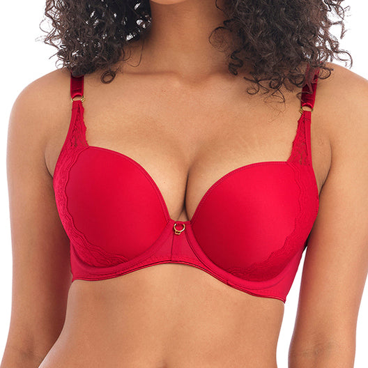 Buy DressBerry Red Solid Non Wired Lightly Padded T Shirt Bra