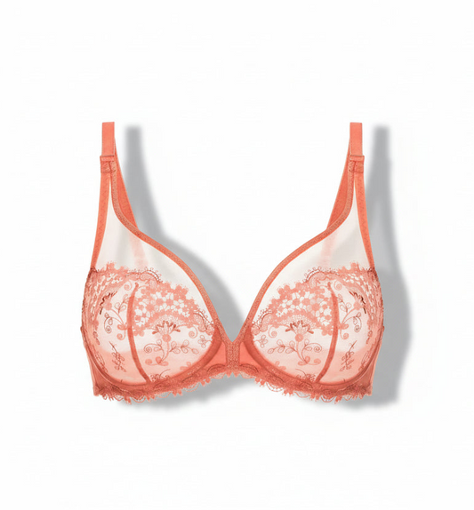 Simone Pérèle Wish Triangle Plunge Bra - Coral - Fashion
