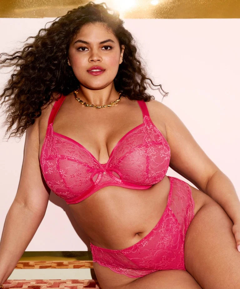 Elomi Darcie Underwire Padded Half Cup Bra - Azalea - Fashion