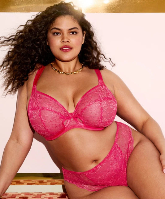 Elomi Darcie Underwire Padded Half Cup Bra - Azalea - Fashion