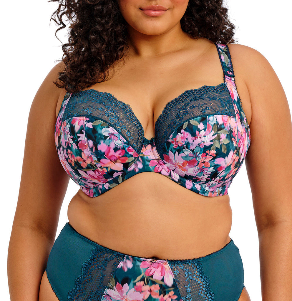 Elomi Lucie Stretch Plunge Bra - Teal Floral - Fashion