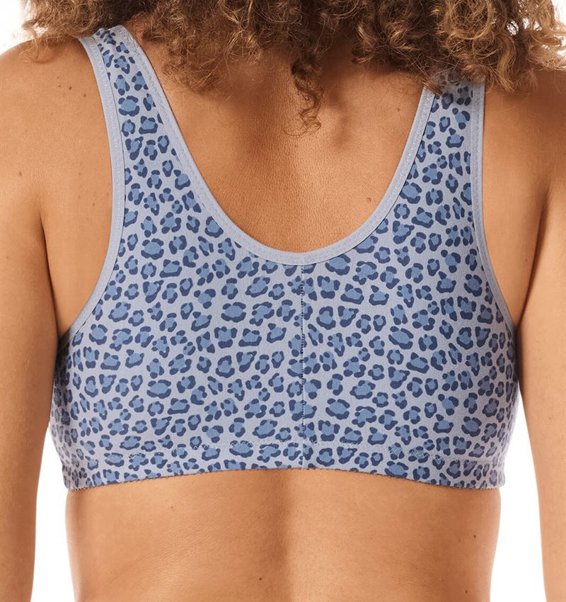 Amoena Frances Blue leopard front close bra, back view
