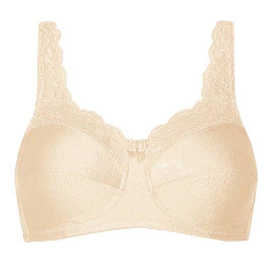 Beige bra on a white background