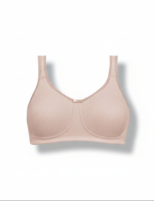 Beige bra on a white background