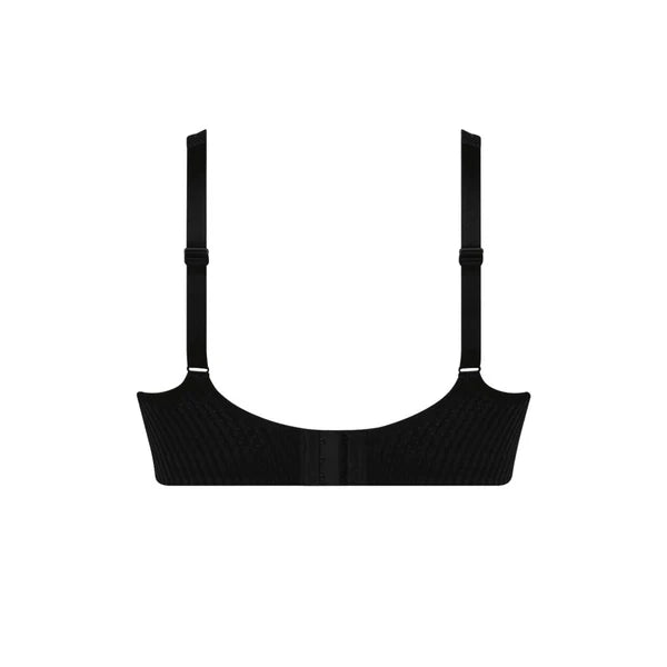 Black bra with thin straps on a white background