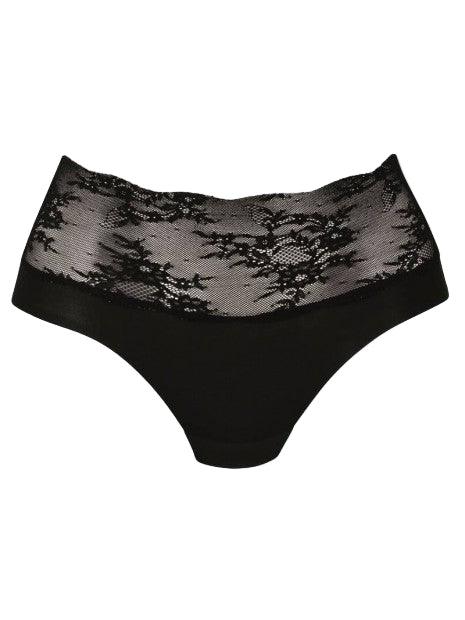 Black lace underwear on a white background