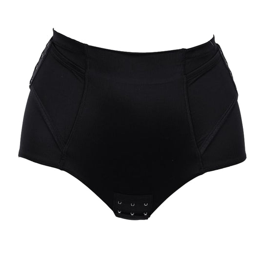 Black high-waisted underwear on a white background