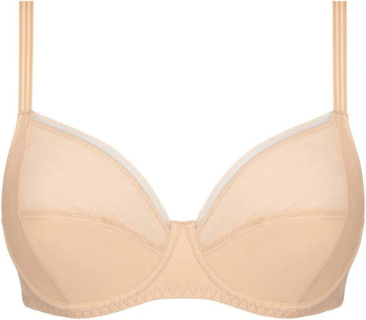 Beige bra on a white background