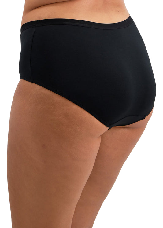 Black high-waisted underwear on a white background