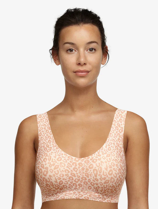 Chantelle SoftStretch Padded V-Neck Bra - Neutral Leopard - Fashion