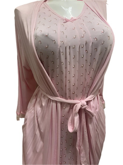 Patricia Floral Wrap and Chemise- Pink