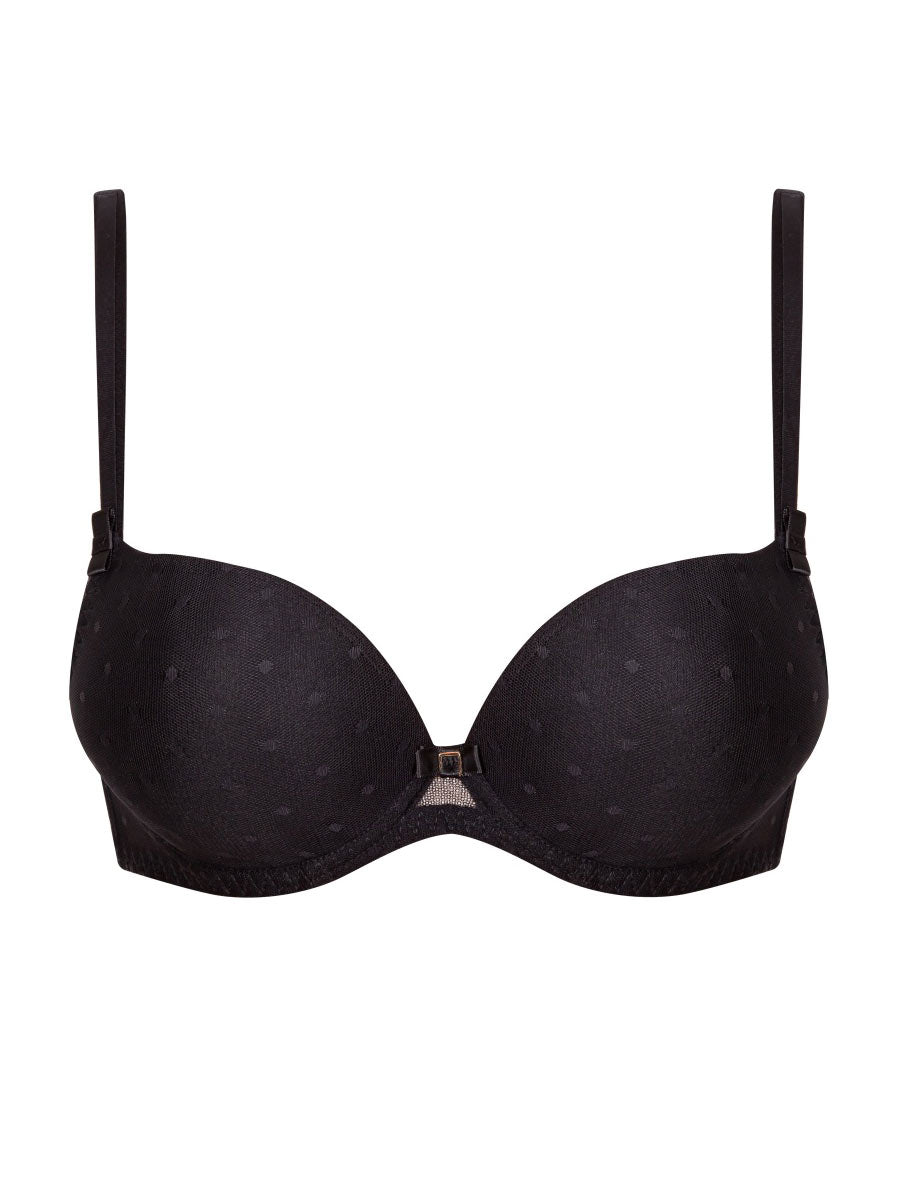 Black bra with thin straps on a white background
