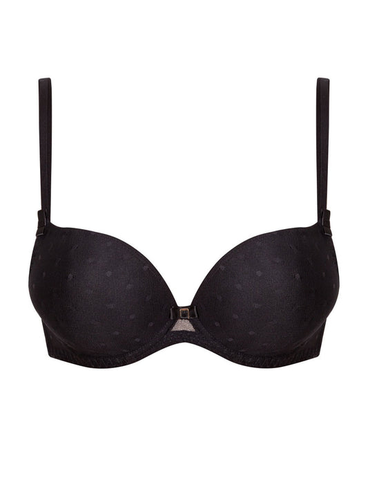 Black bra with thin straps on a white background