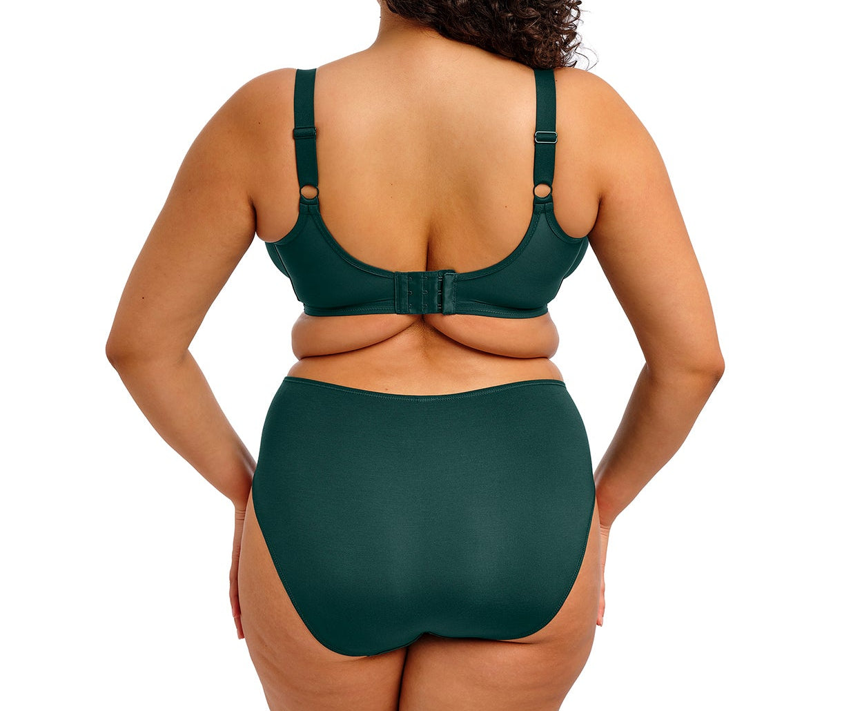 Green bra with a plain background