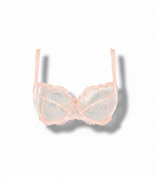 Rose gold bralette on a white background