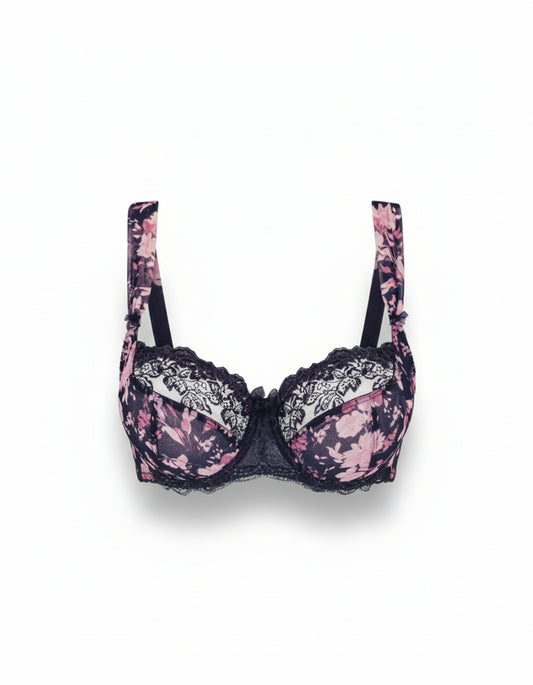 Floral patterned bra on a white background