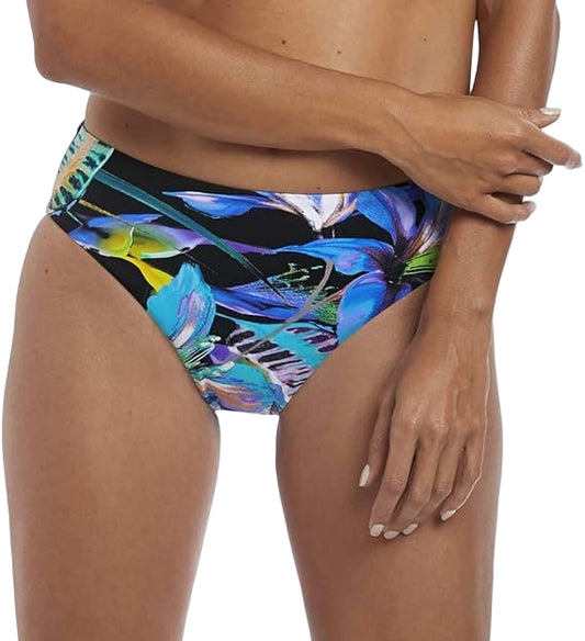 Colorful floral-patterned swimsuit on a white background