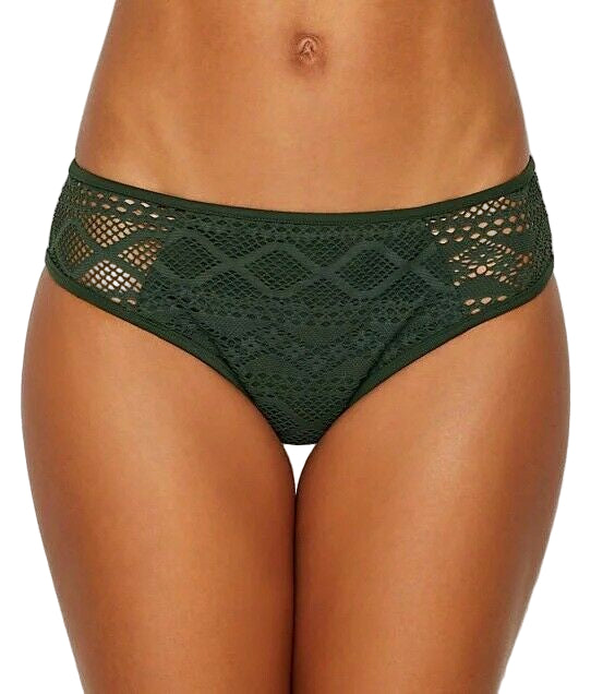 Green lace swimwear on a plain background