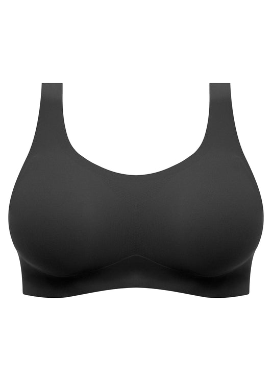 Black bralette on a white background