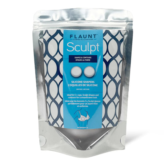 Package of Flaunt Sculpt silicone shapers with blue label on a white background