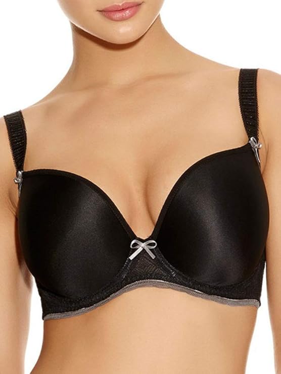 Black bra with a decorative bow on a white background