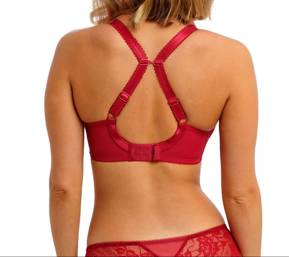 Red lingerie set on a white background