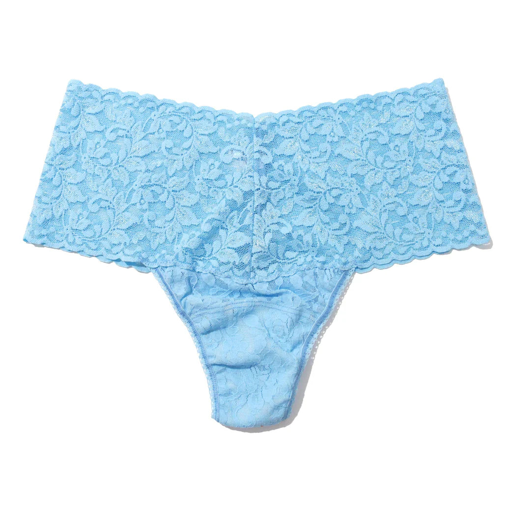 Light blue lace underwear on a white background
