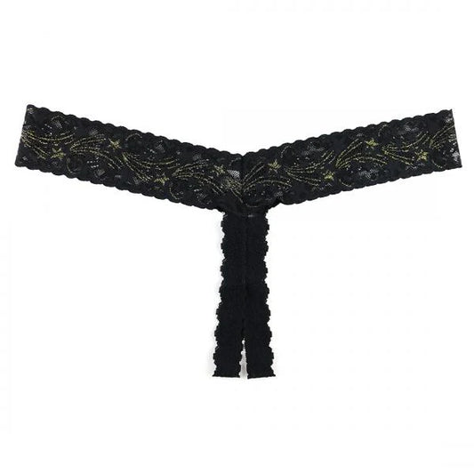Black lace garter belt with floral patterns on a white background