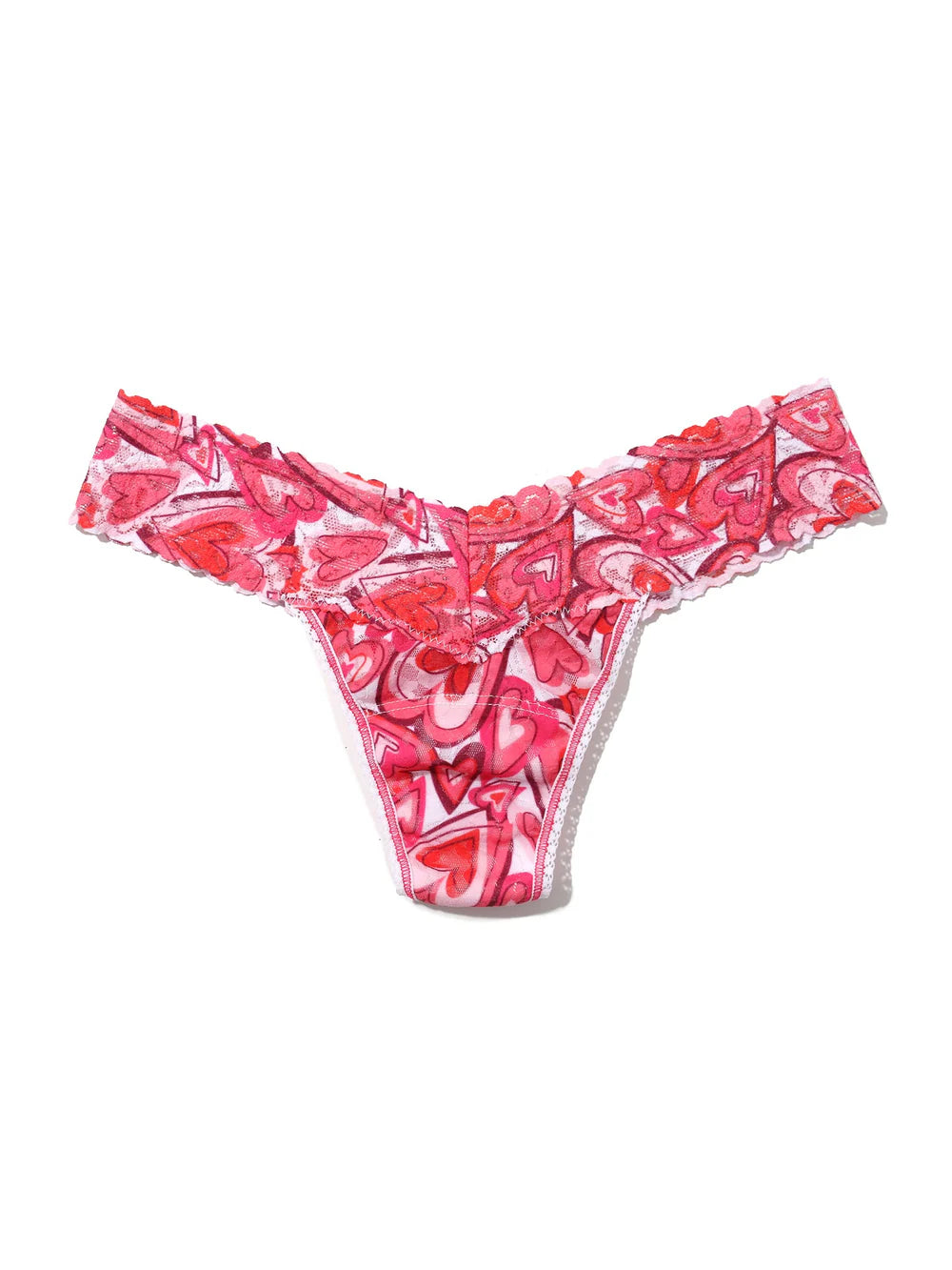 Pink patterned bikini bottom on a white background