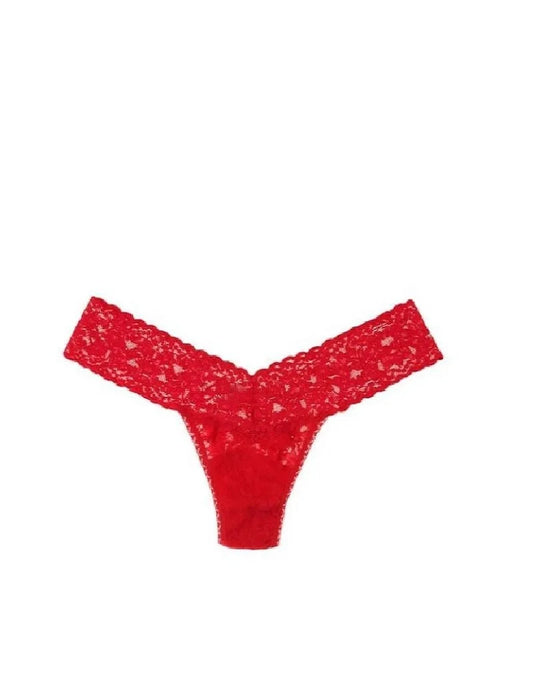 Red lace thong on a white background