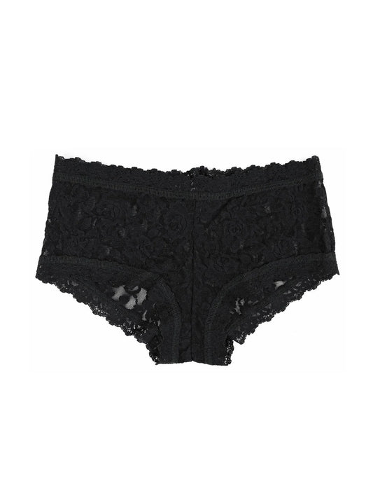 Black lace underwear on a white background