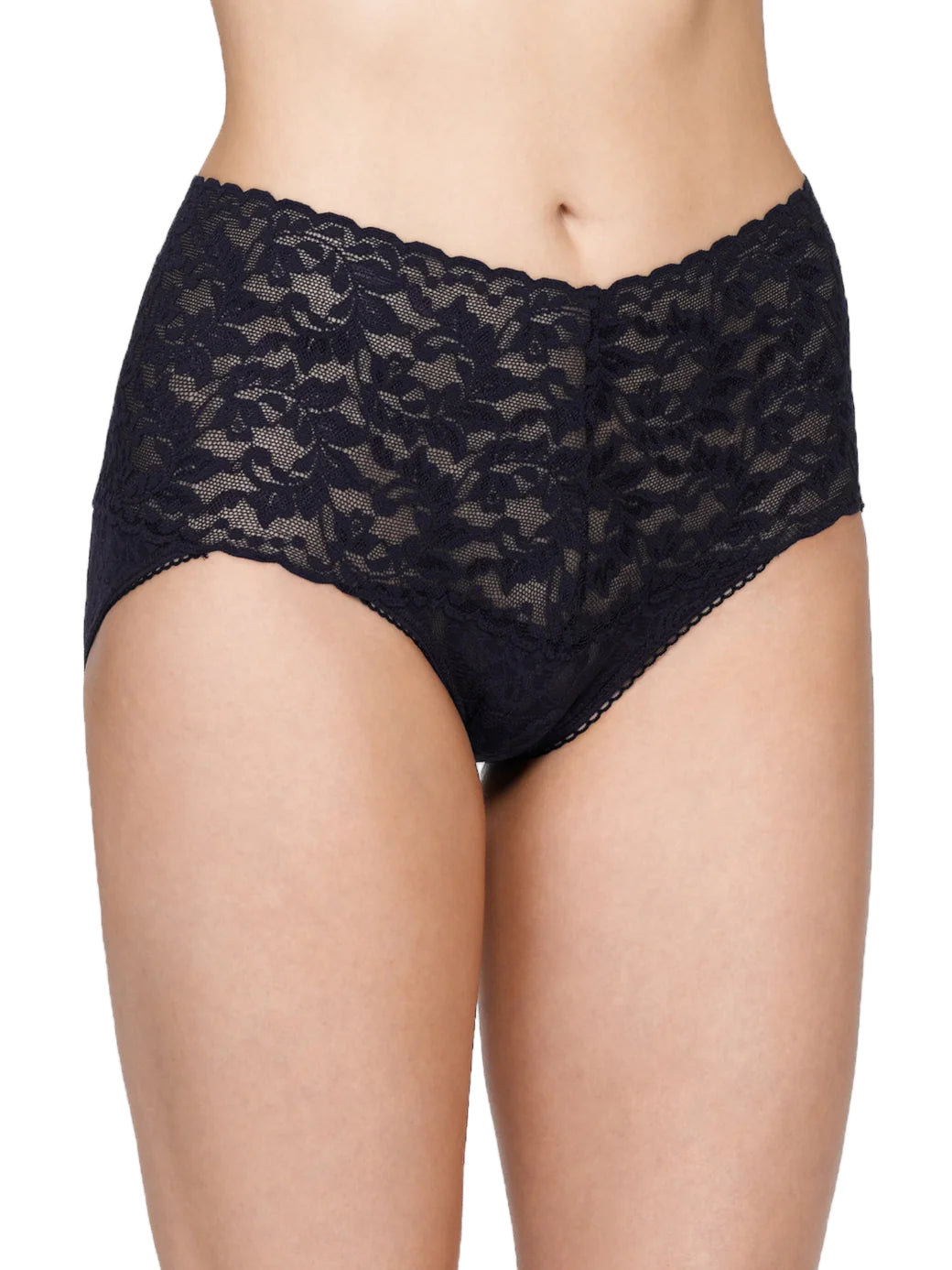 Black lace underwear on a white background