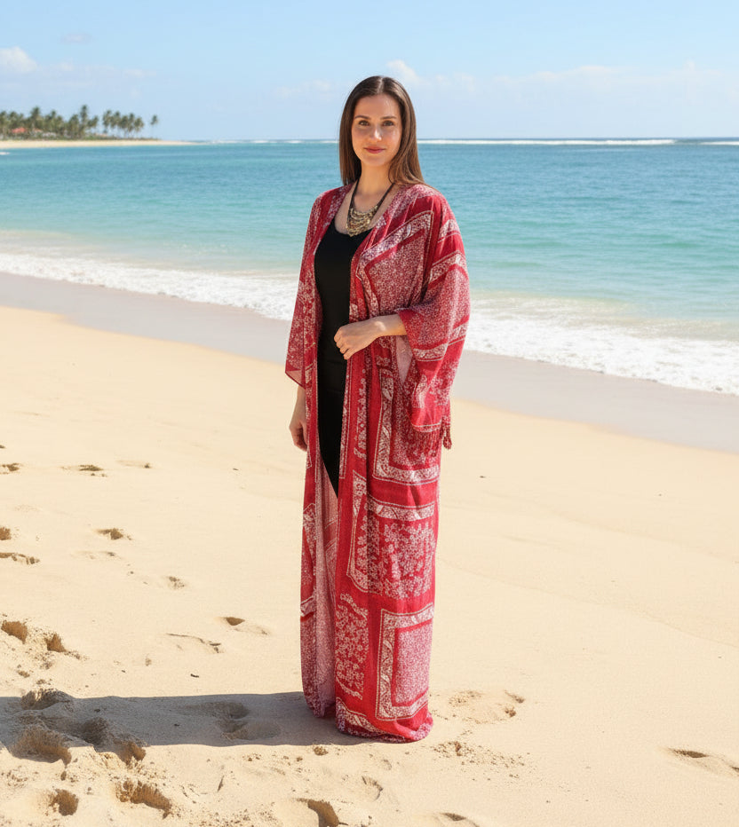 Long Kimono with Tassle Sleeves - SALE