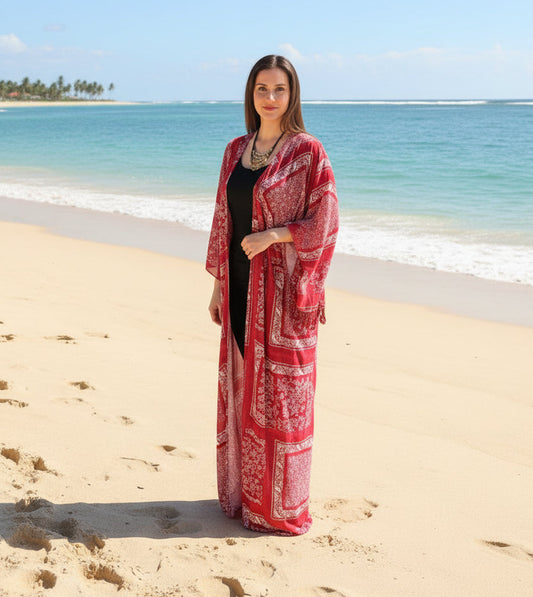 Long Kimono with Tassle Sleeves - SALE
