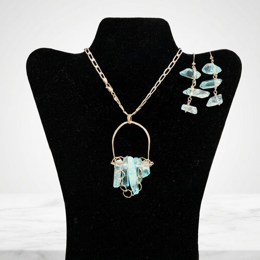 Crystal Nuggets Sterling Silver Earring & Necklace Set