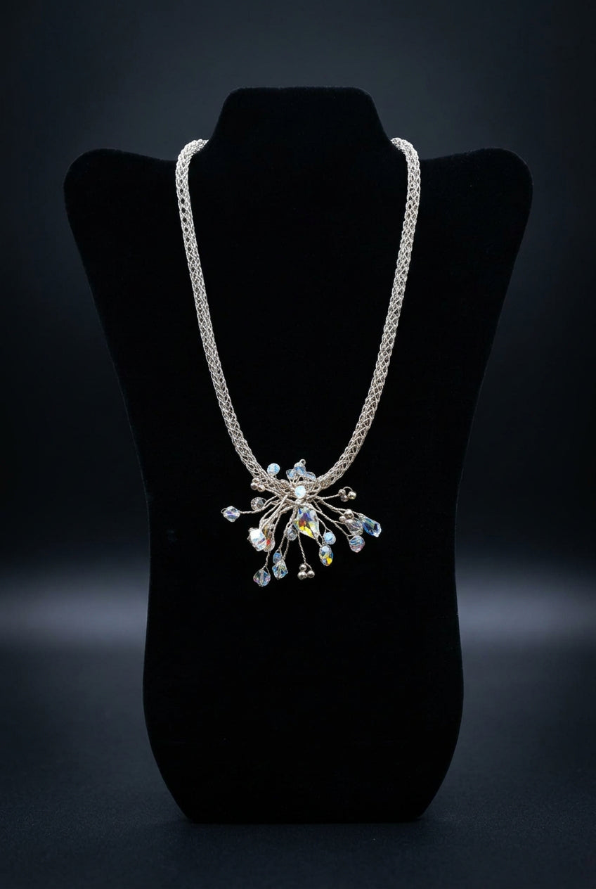 Handcrafted Viking Knit Chain With Swarovski Crystal Necklace